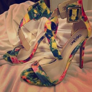Tie die strappy heels